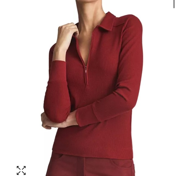 Reiss Milina Rib Half Zip Top Size XS - Picture 1 of 4